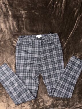 Calvin Klein Black and Gray Plaid Trousers